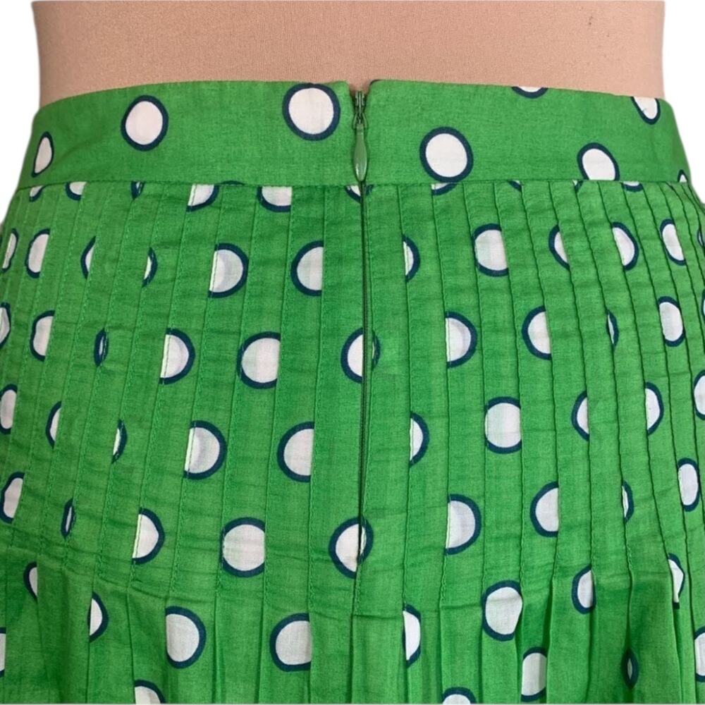 J Crew Green Polka Dot Flowing Midi Skirt Petite Cotton A Line Retro Preppy - Picture 3 of 10